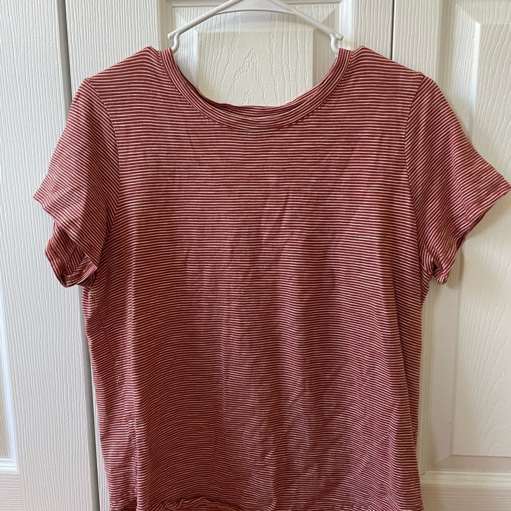 Old Navy Orange and White Striped Short Sleeve Tee